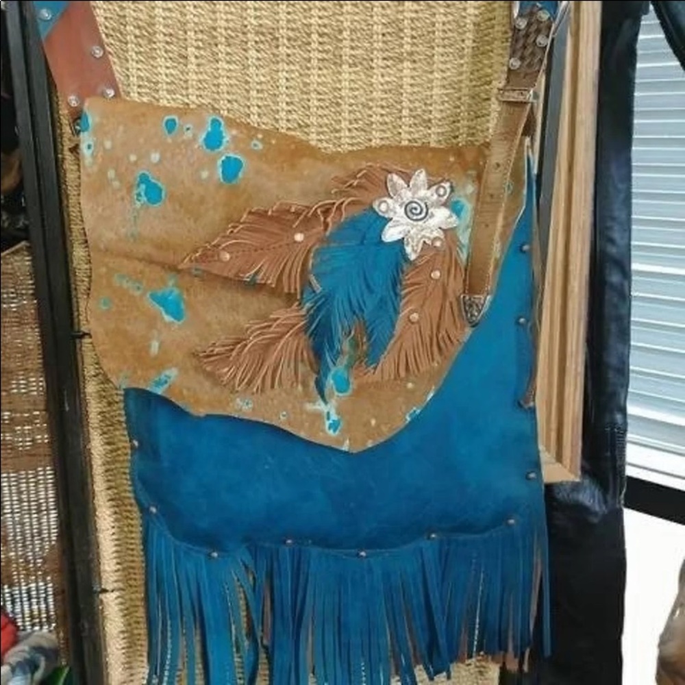 Custom leather cowhide cross body purse